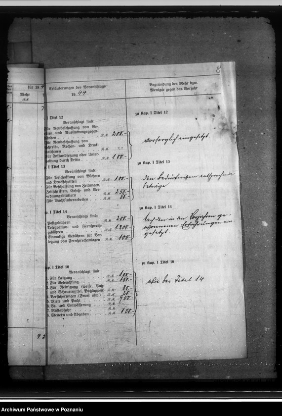 Obraz 12 z jednostki "Haushaltsplan 1944. Landesfremdenverkehrsverband - Reichsgau Wartheland"