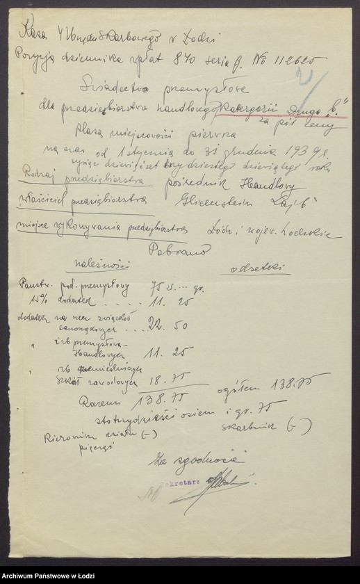 Obraz 4 z jednostki "Lejbus – Zelman Glincensztejn – pośrednictwo handlowe"