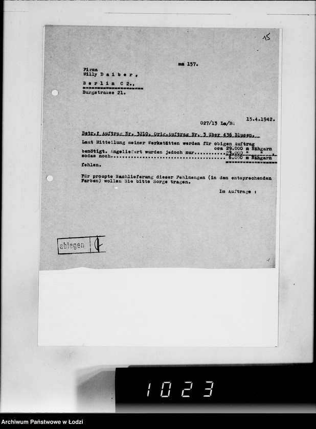 Obraz 19 z jednostki "[Korespondencja z urzędami, instytucjami i firmami] Lit.Da-De."