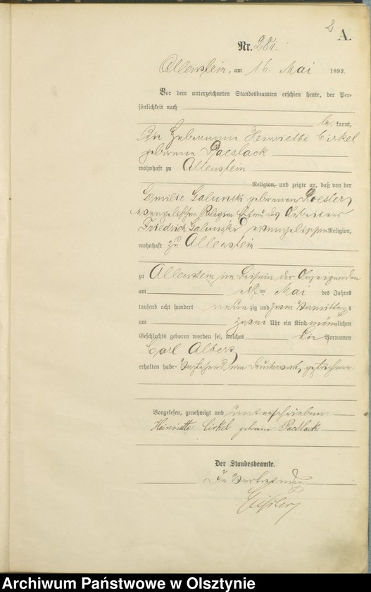 image.from.unit.number "Geburts-Haupt-Register Tom II,Nr 281 - 560"