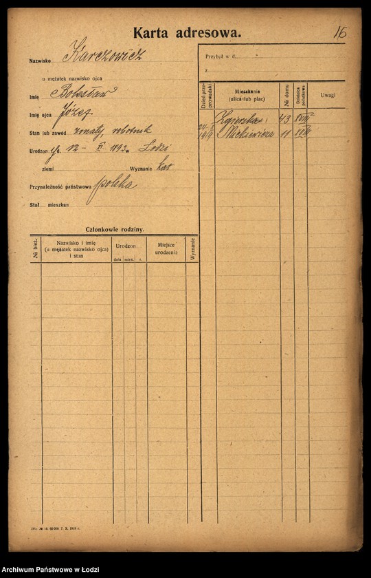 Obraz 18 z jednostki "[Spis ludności Łodzi] Karczmańska - Karnowski"
