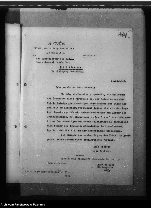 Obraz 9 z jednostki "Zarządzenia, wytyczne i korespondencja w sprawach ogólnych niemieckiej listy narodowej"