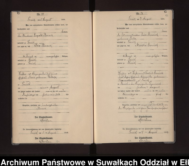 image.from.unit.number "Sterbe-Neben-Register des Königlichen Preussischen Standes-Amtes Gneist Kreis Lötzen"