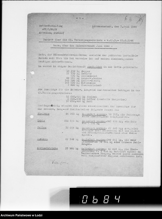 Obraz 10 z jednostki "Aktennotizen und Berichte [dotyczące spraw ogólnych Getta w Łodzi oraz jego utworzenia]"