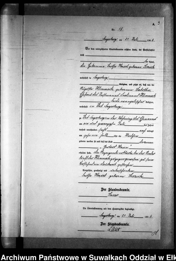 image.from.unit.number "Geburts-Neben-Register des Preussischen Standes-Amtes Kehlen Kreis Angerburg"