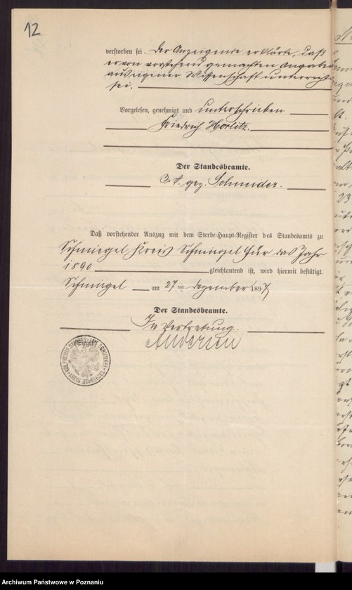 Obraz 14 z jednostki "Die von den Verlobten beigebrachten Urkunden zur Eheschliessung pro 1898"