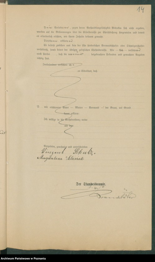 Obraz 16 z jednostki "[Dokumenty dostarczone przez narzeczonych do zawarcia związku małżeńskiego za 1901 rok. Tom XVIII]"