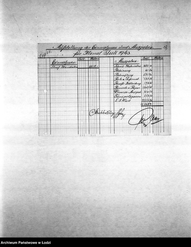 Obraz 16 z jednostki "Bilanzen [Bilanse miesięczne]"