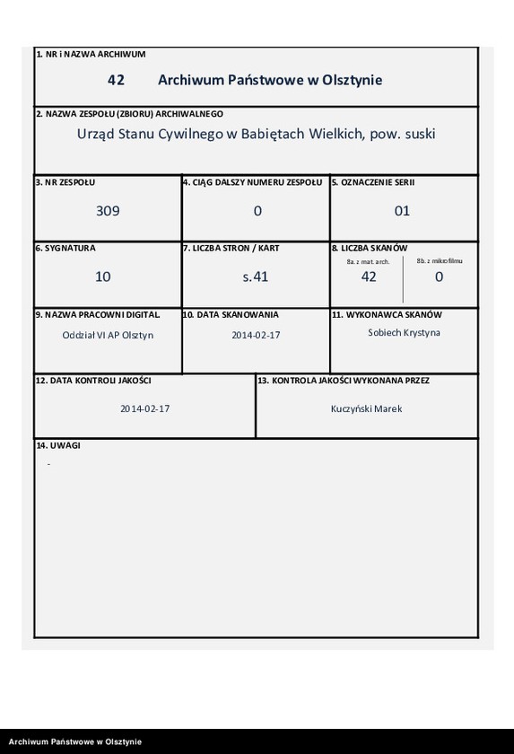 Obraz 1 z jednostki "Geburts-Neben-Register Nr 1 - 40"