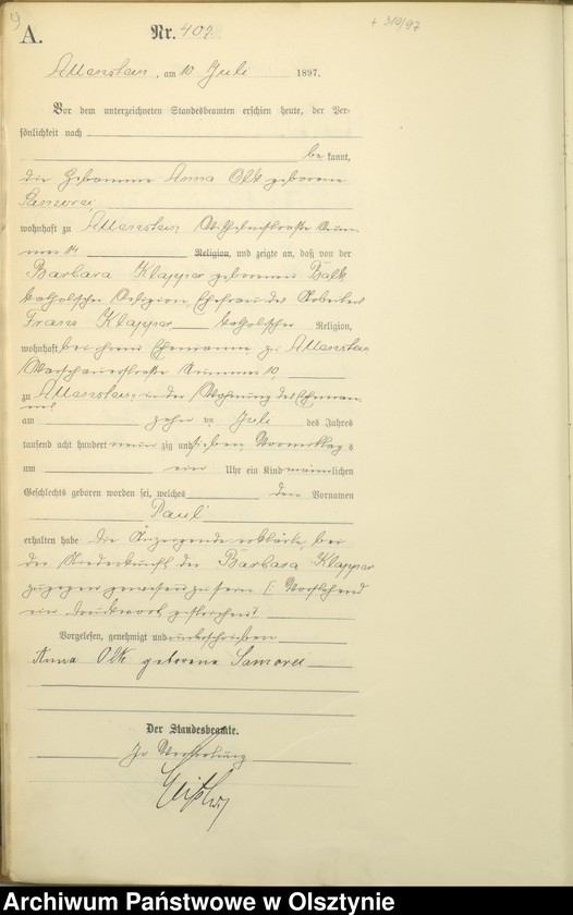 image.from.unit.number "Geburts-Haupt-Register Tom II,Nr 400 - 789"