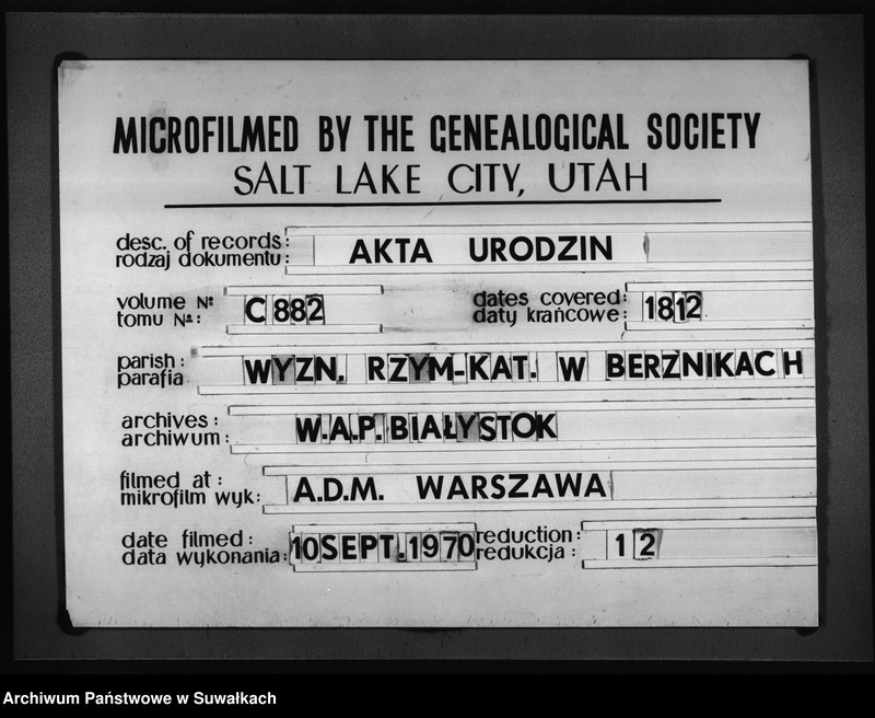 image.from.unit.number "Akta Urodzonych w Gminie Berznickiey od 1 Stycznia R-u 1812"