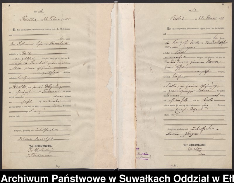 image.from.unit.number "Geburts-Haupt-Register des Königlichen Preussischen Standes-Amtes Bialla Kreis Johannisburg"