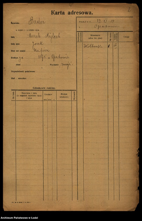 Obraz 4 z jednostki "[Spis ludności Łodzi] Bader - Beierlein"