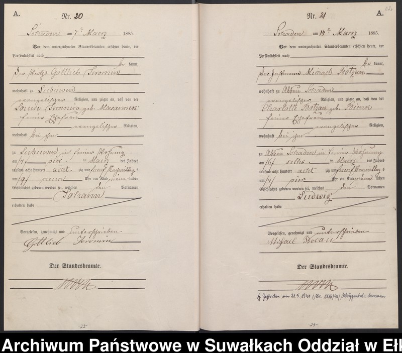 image.from.unit.number "Geburts-Haupt-Register des Königlich Preussischen Standes-Amtes Schaden Kreis Sensburg"
