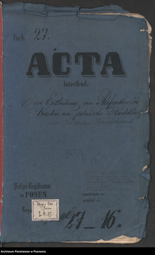 Obraz 2 z jednostki "A. betr. die Erteilung von Aufenthalts-Karten an polnische Flüchtlinge und Namensverzeichnis"