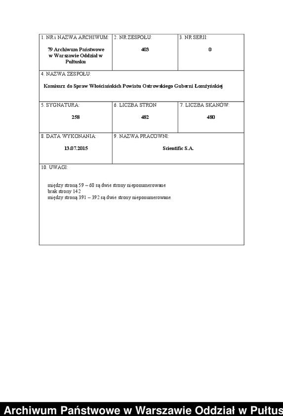 image.from.unit.number "O urządzaniu chłopów byłej rządowej wsi Strękowo, gm. Nur wchodzącej w skład prywatnej własności Obryte należące do Francowi Miecznikowskiemu"