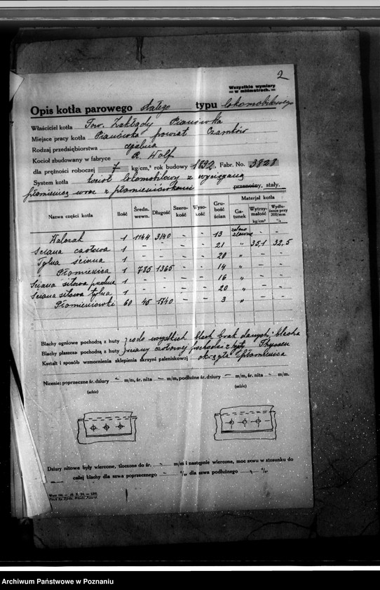 Obraz 6 z jednostki "Cegielnia Pianowska pod Czarnkowem kocioł parowy nr fabryczny 3828 nr woj. 1340"
