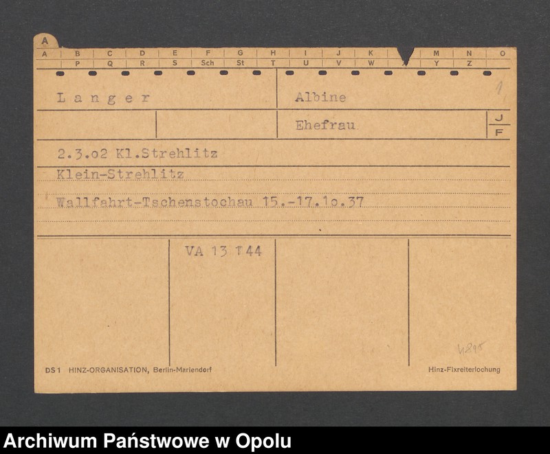 Obraz 3 z jednostki "[Langer Albine, ur. 2.03.1902 r. Klein Strehlitz]"