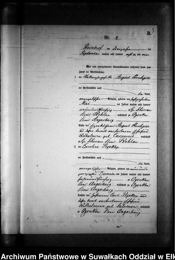 image.from.unit.number "Heiraths-Neben-Register des Preussischen Standes-Amtes Gr. Strengeln Kreis Angerburg"