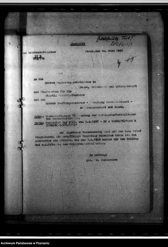 Obraz 8 z jednostki "Aufgaben der Gesundheitsämter. Aktenplan in Gesundheitsämtern. Arbeitsübersicht der Gesundheitsämter. Abfertigung von Juden und Polen."