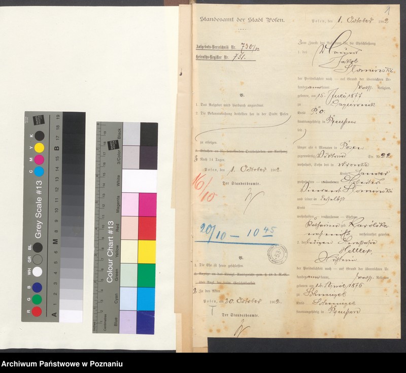 Obraz 3 z jednostki "[Dokumenty dostarczone przez narzeczonych do zawarcia związku małżeńskiego za 1902 rok. Tom XVI]"