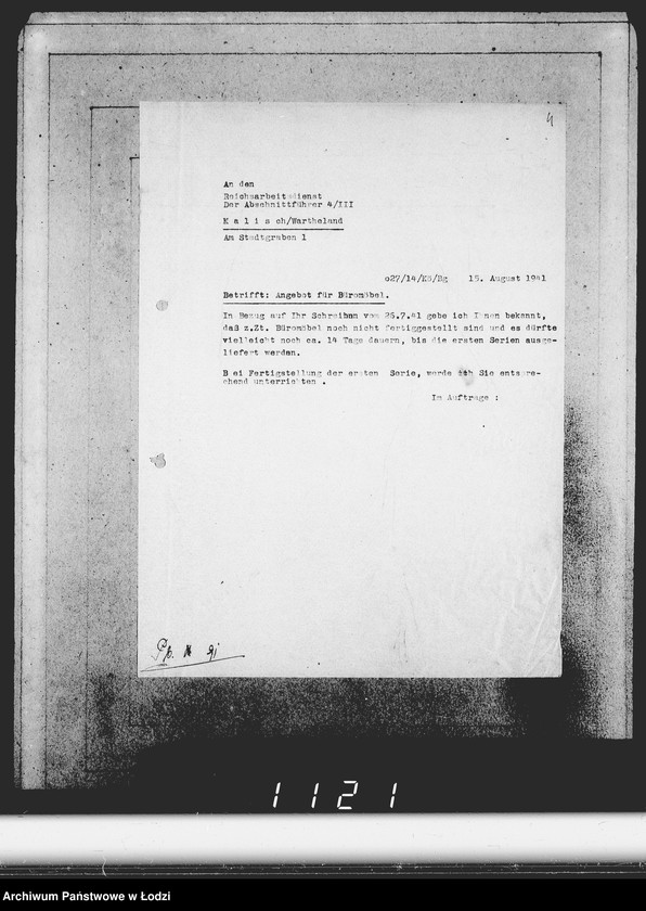 Obraz 8 z jednostki "Konto 00, Komm.221-240. [Rachunki i potwierdzenia odbioru mebli biurowych, kuchennych]"