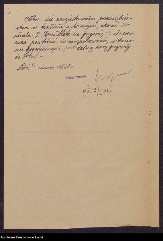 Obraz 8 z jednostki "Samuel Icchok Rozenblat- wyrób i sprzedaż manufaktury półwełnianej"