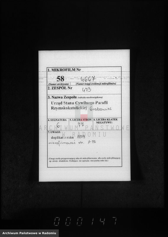 image.from.unit.number "[Duplikat akt urodzonych, zaślubionych i zmarłych parafii Grabowiec za 1879 r.]"