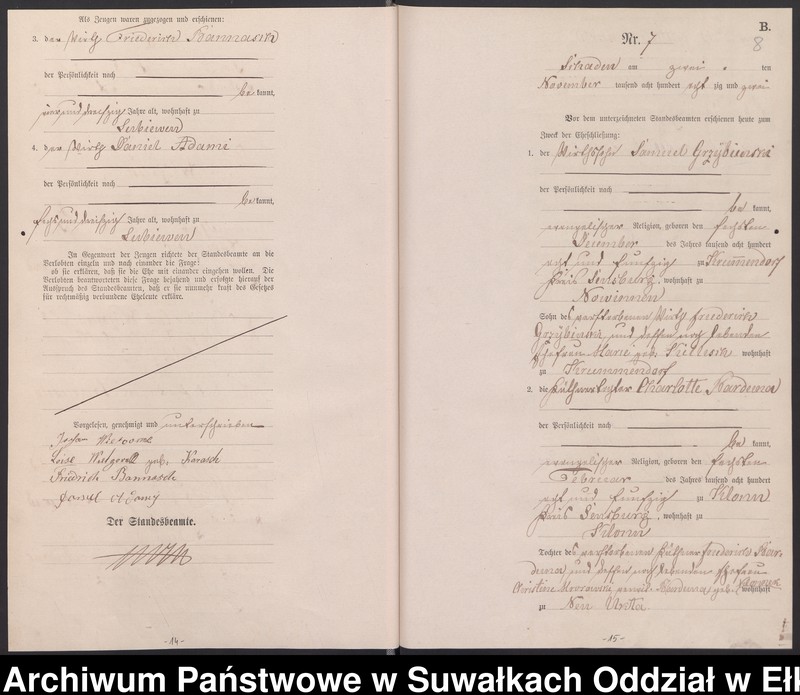 image.from.unit.number "Heiraths-Haupt-Register des Königlich Preussischen Standes-Amtes Schaden Kreis Sensburg"