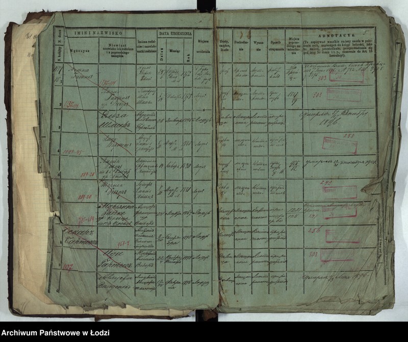 Obraz 8 z jednostki "Księga ludności stałej Łódź - cyrkuł III i IV nr 1071-1137"