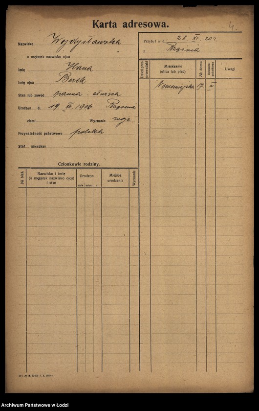 Obraz 6 z jednostki "[Spis ludności Łodzi] Wojdysławski - Wojtarek"