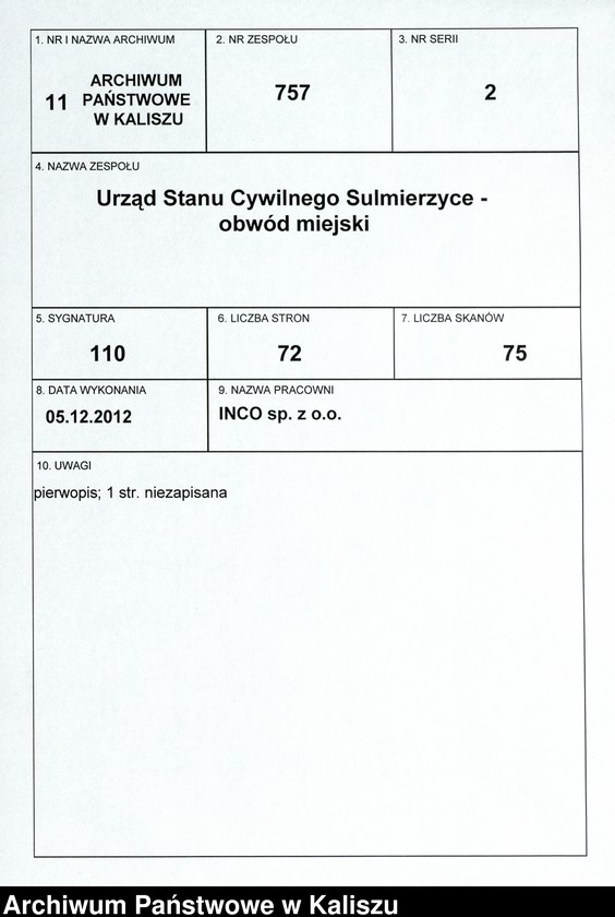 Obraz 1 z jednostki "[Księga małżeństw]"
