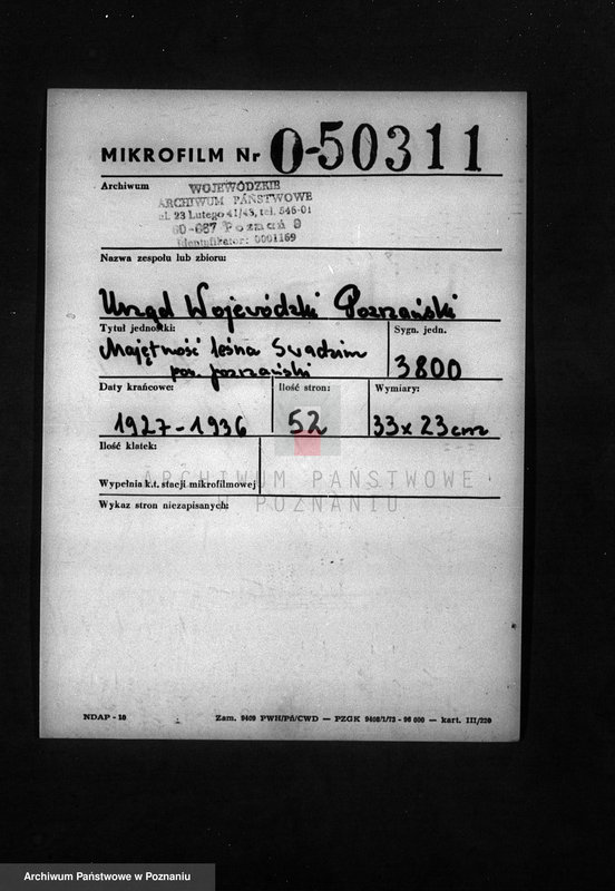 Obraz 2 z jednostki "Majętność leśna Swadzim powiat poznański"