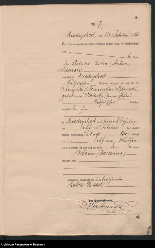 Obraz 10 z jednostki "Geburts-Haupt-Register"