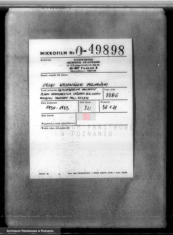 Obraz 2 z jednostki "Zatwierdzenie projektu planu gospodarstwa leśnego dla lasów majątku Janiszew powiat kolski"