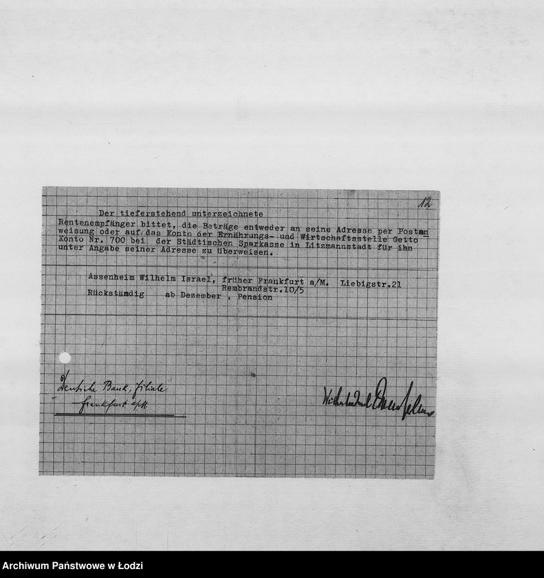 Obraz 15 z jednostki "Banken [Wykazy zagranicznych Żydów wsiedlonych do getta łódzkiego, którym należały się renty od instytucji ubezpieczeniowych oraz banków zachodnich]"