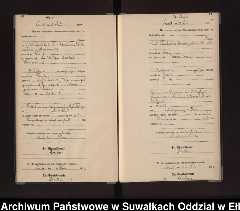 image.from.unit.number "Sterbe-Neben-Register des Königlichen Preussischen Standes-Amtes Gneist Kreis Lötzen"