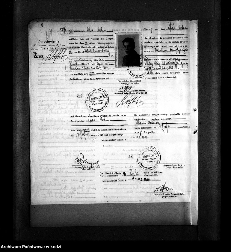 Obraz 11 z jednostki "[Protokoły stwierdzające na podstawie zeznań 2 świadków personalia i tożsamość osób ubiegających się o kartę tożsamości]"