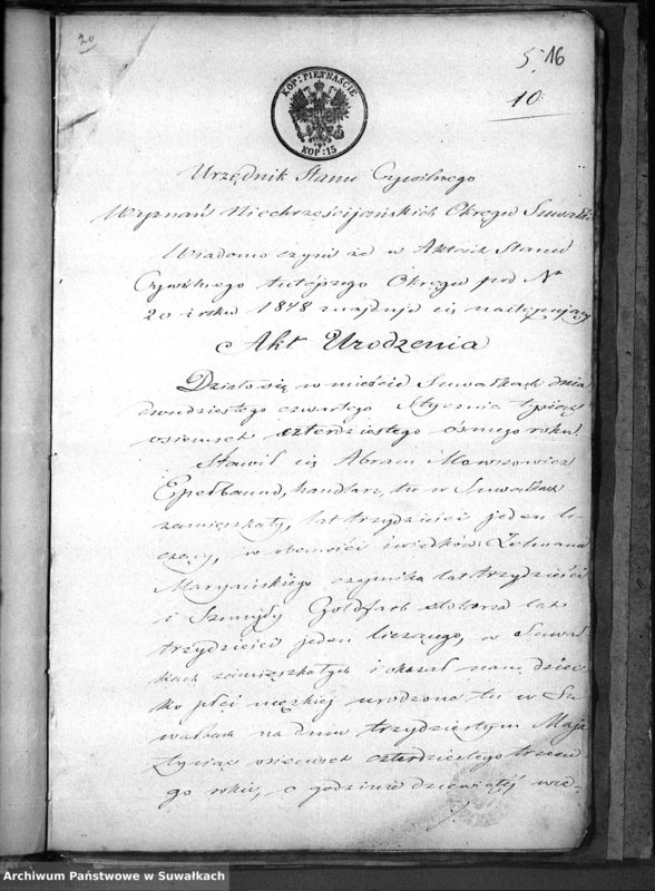 image.from.unit.number "Dowody Akt Ślubnych Okręgu Bożniczego Puńsk z r. 1866"