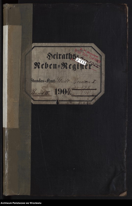 image.from.unit.number "Heiraths-Neben-Register Breslau I 1904 Band 4"