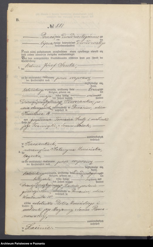 Obraz 8 z jednostki "Księga miejscowa małżeństw tom IV[Rejestr główny małżeństw]"