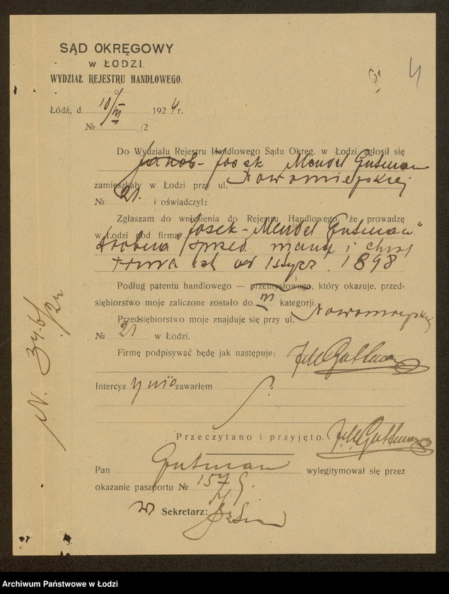 Obraz 6 z jednostki "Josek Mendel Gulman- sprzedaż manufaktury i przędzy"