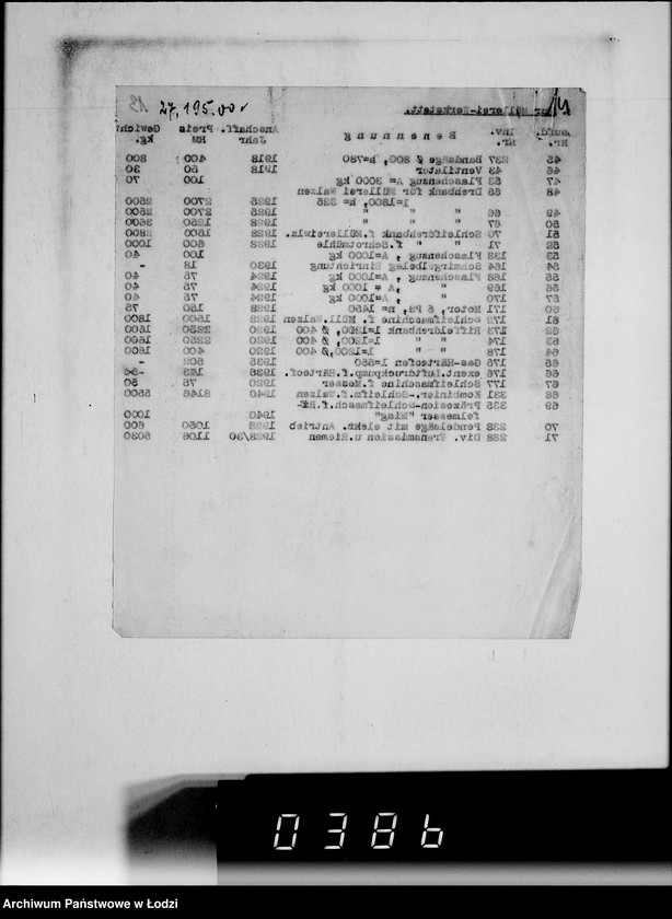 Obraz 18 z jednostki "Metallabteilung. [Listy przesyłkowe]"