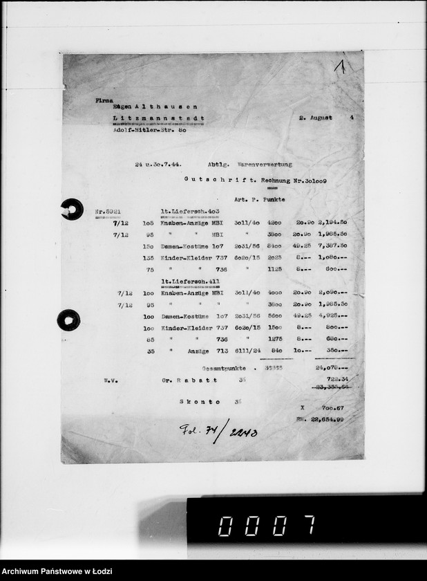 Obraz 5 z jednostki "Ausgehende Rechnungen [za dostawy towarów dla Getta]"