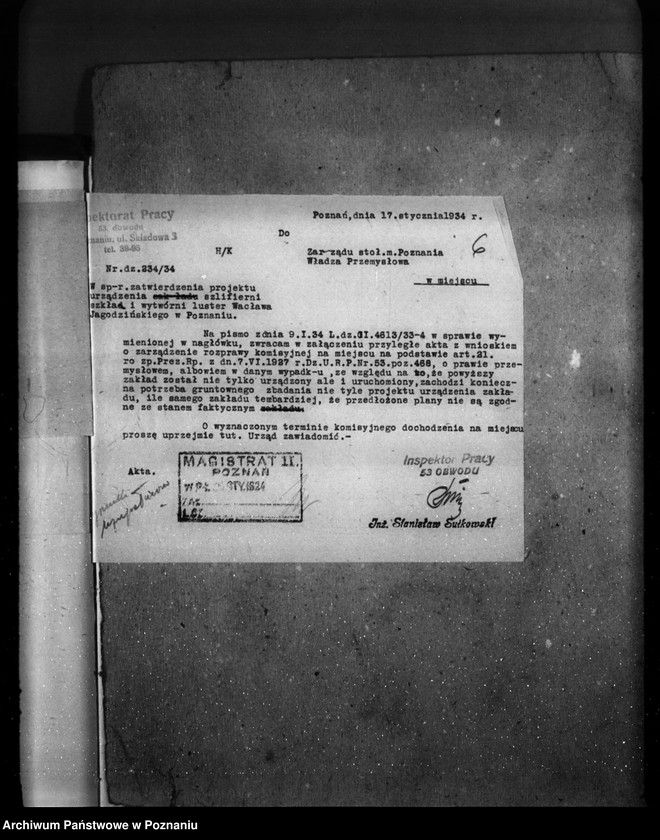 Obraz 10 z jednostki "Zatwierdzenie zakładu przemysłowego /szlifierni szkła/ W. Jagodzińskiego w Poznaniu"