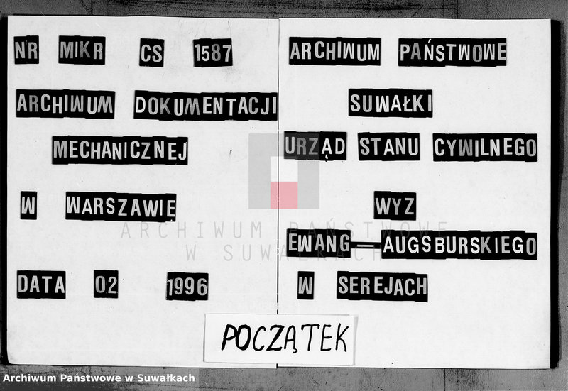 image.from.unit.number "Księga Duplikat do zapisywania aktów urodzenia, małżeństw i zejścia z Filiału Ewangelicko-Augsburgskiego w mieście Sereje za rok 1862"