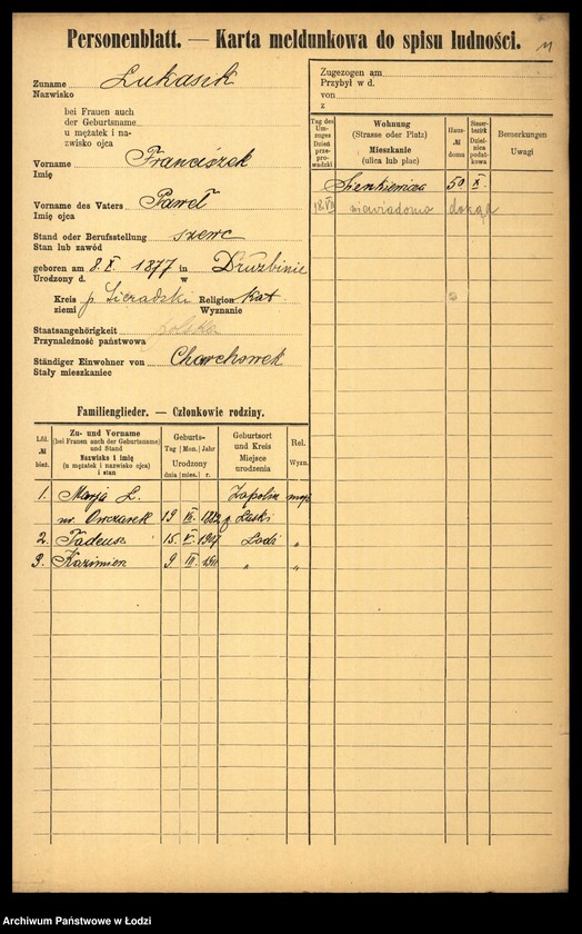 Obraz 13 z jednostki "[Spis ludności Łodzi] Łukasiewicz - Luński"