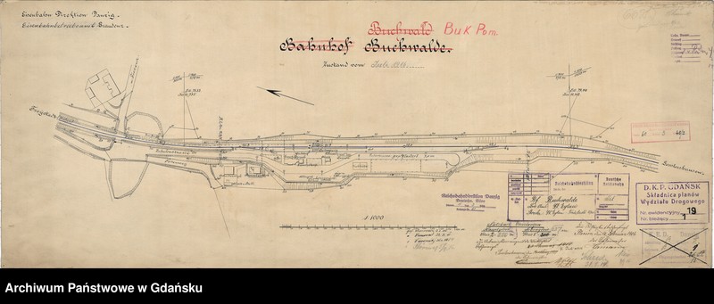 image.from.unit.number "Eisenbahn Direktion Danzig. Eisenbahnbetriebsamt Graudenz. Bahnhof Buchwalde. Zustand vom Juli 1916"