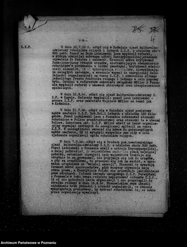 Obraz 8 z jednostki "Sprawozdania okresowe ze stanu bezpieczeństwa za miesiące lipiec-grudzień 1932 r. /nr 7-12/"