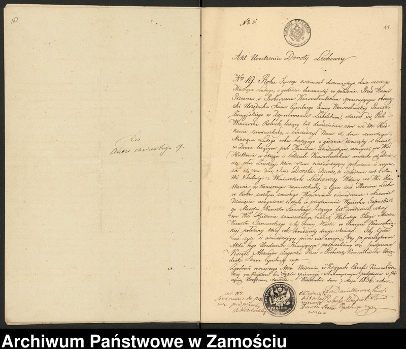image.from.unit.number "Alegaty do księgi urodzeń, małżeństw i zgonów z 1836 r."